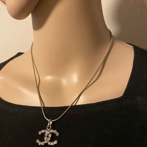 Chanel cc logo vintage crystal necklaces
